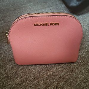 Michael Kors Leather Peach Cosmetic Bag